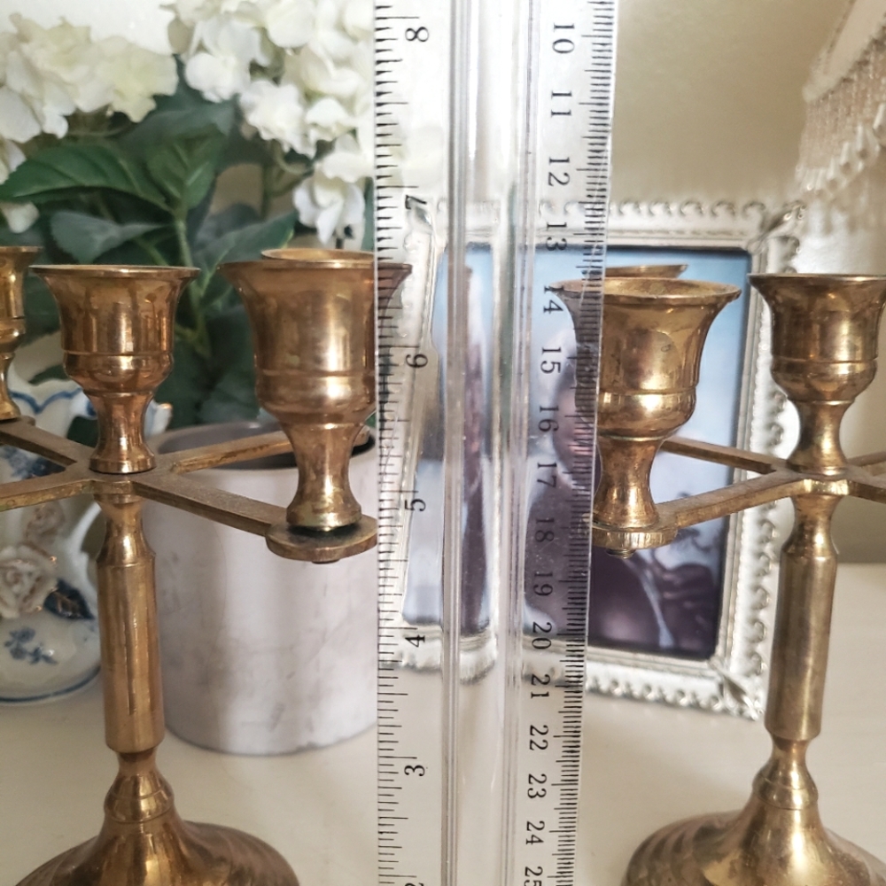 Brass Mid Century Candleabra Set - Picture 4 of 6